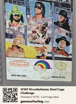 WWF WrestleMania: Steel Cage Challenge Nintendo Entertainment System, NTSC cartridge label