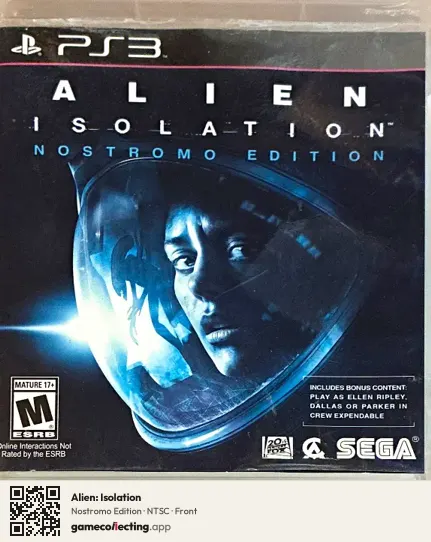 Alien: Isolation PlayStation 3, NTSC box front
