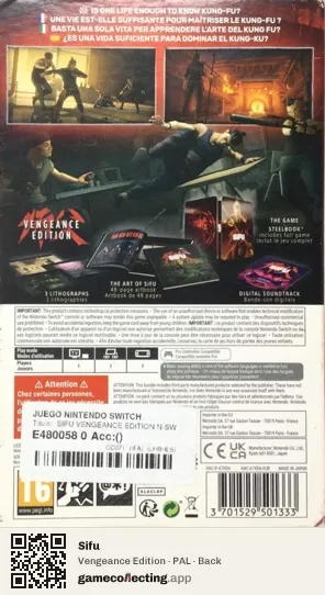 Sifu Nintendo Switch, PAL box back