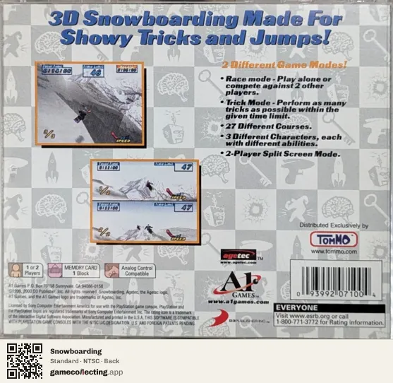 Snowboarding PlayStation, NTSC box back
