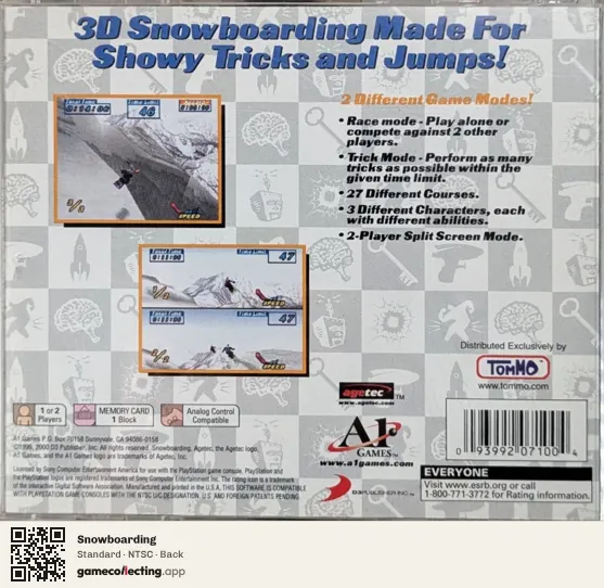 Snowboarding PlayStation, NTSC box back