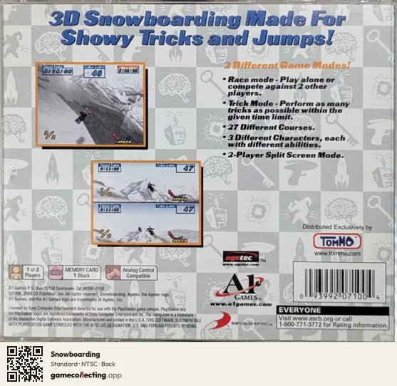 Snowboarding PlayStation, NTSC box back