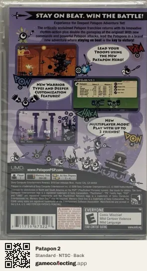 Patapon 2 PlayStation Portable, NTSC box back