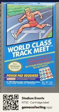 Stadium Events Nintendo Entertainment System, NTSC cartridge label