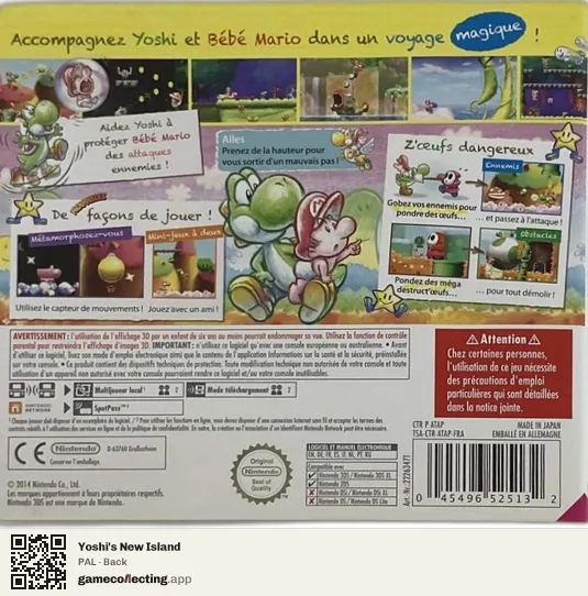 Yoshi's New Island Nintendo 3DS, PAL box back