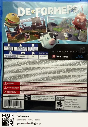 Deformers PlayStation 4, NTSC box back