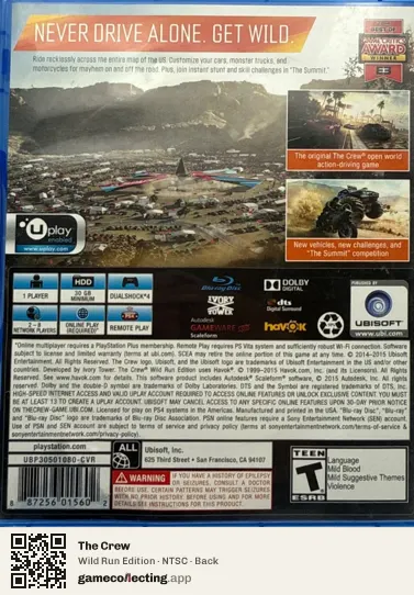 The Crew PlayStation 4, NTSC box back