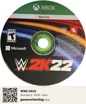 WWE 2K22 Xbox One, NTSC disc