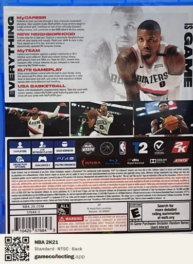 NBA 2K21 PlayStation 5, NTSC box back