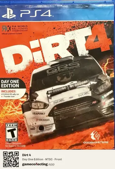 Dirt 4 PlayStation 4, NTSC box front