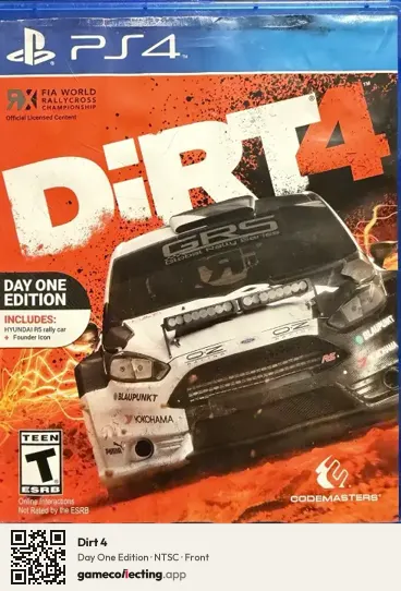 Dirt 4 PlayStation 4, NTSC box front