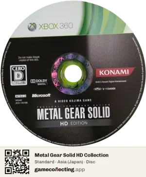 Metal Gear Solid HD Collection Xbox 360, Asia disc