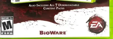 Dragon Age: Origins, the ESRB box on its front