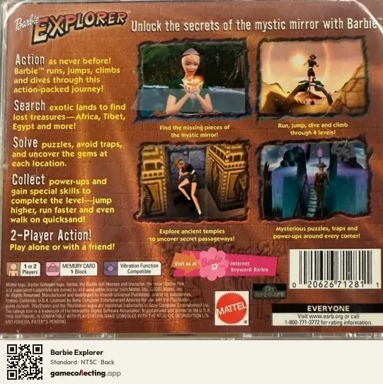 Barbie Explorer PlayStation, NTSC box back