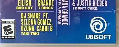 Just Dance 2020, the ESRB box on its front