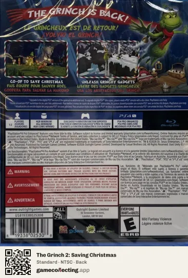 The Grinch 2: Saving Christmas PlayStation 4, NTSC box back