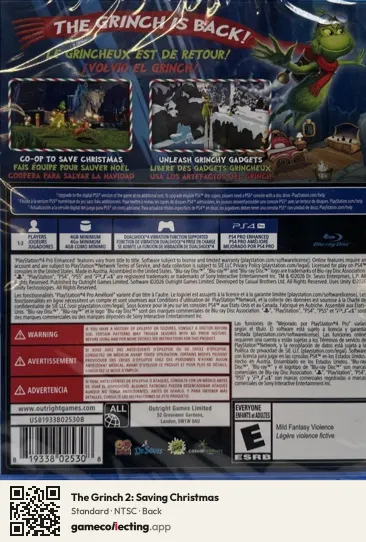 The Grinch 2: Saving Christmas PlayStation 4, NTSC box back