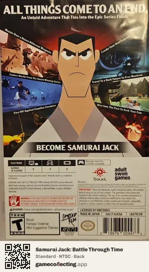 Samurai Jack: Battle Through Time Nintendo Switch, NTSC box back