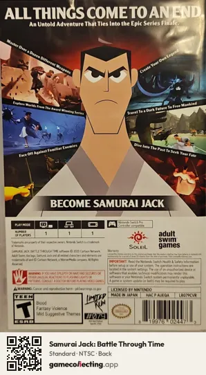 Samurai Jack: Battle Through Time Nintendo Switch, NTSC box back