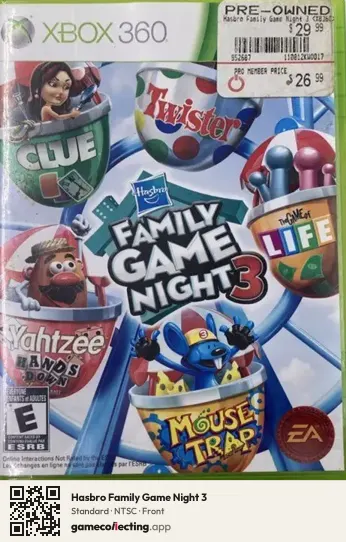 Hasbro Family Game Night 3 Xbox 360, NTSC box front