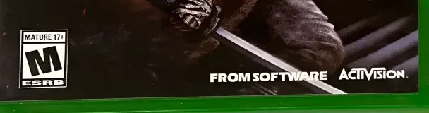 Sekiro: Shadows Die Twice, the ESRB box on its front