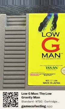 Low G Man: The Low Gravity Man Nintendo Entertainment System, NTSC cartridge label