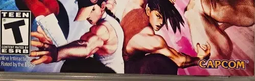 Super Street Fighter IV: Arcade Edition, the ESRB box on its front