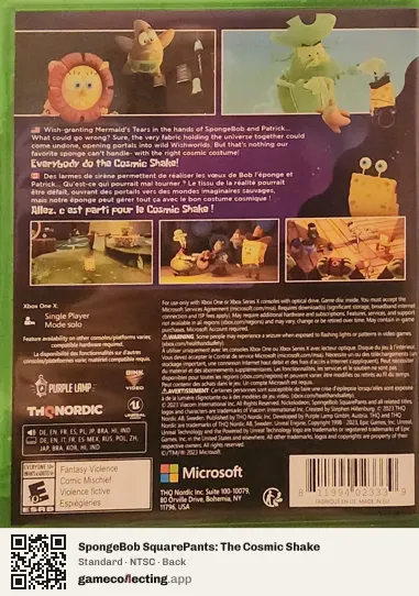 SpongeBob SquarePants: The Cosmic Shake Xbox One, NTSC box back