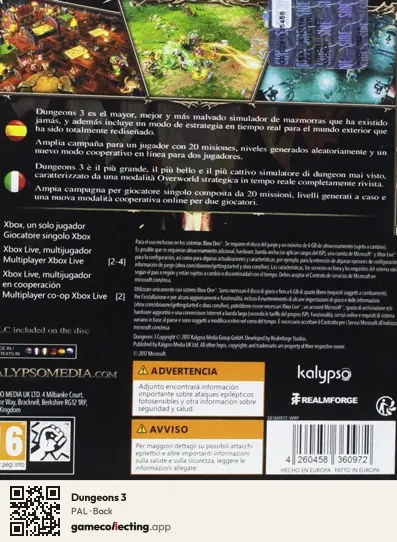 Dungeons 3 Xbox One, PAL box back