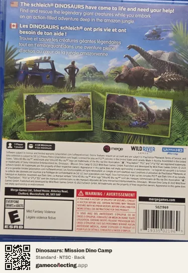 Dinosaurs: Mission Dino Camp PlayStation 5, NTSC box back
