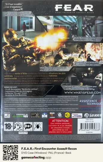 F.E.A.R.: First Encounter Assault Recon Computer, France box back