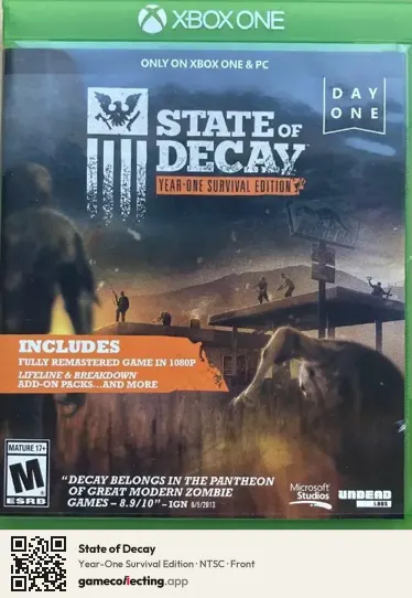 State of Decay Xbox One, NTSC box front