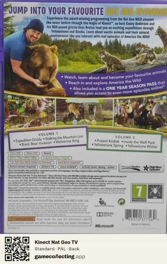 Kinect Nat Geo TV Xbox 360, PAL box back