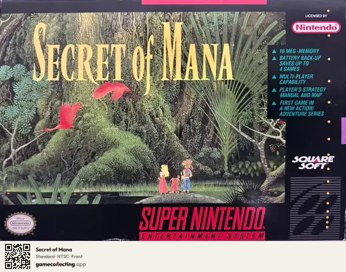 Secret of Mana Super Nintendo Entertainment System, NTSC box front