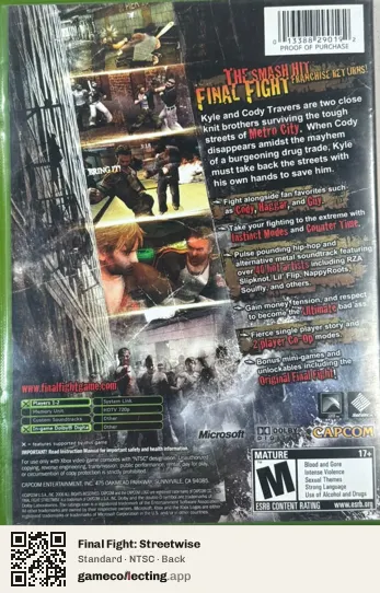 Final Fight: Streetwise Xbox, NTSC box back