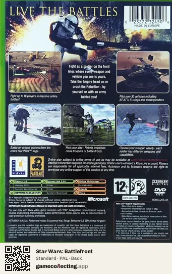 Star Wars: Battlefront Xbox, PAL box back
