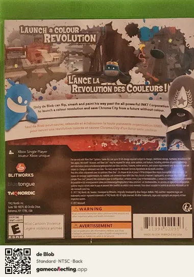 de Blob Xbox One, NTSC box back