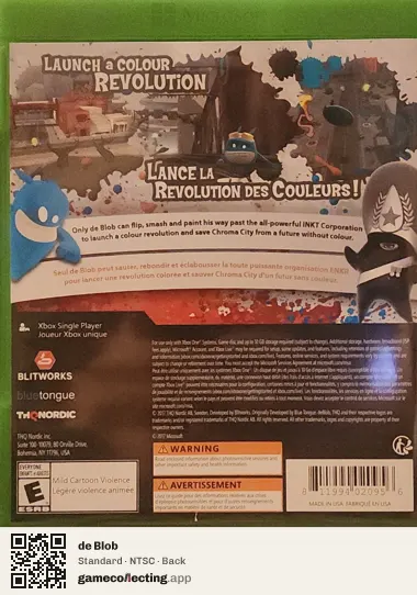 de Blob Xbox One, NTSC box back