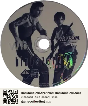Resident Evil Archives: Resident Evil Zero Nintendo Wii, Asia disc