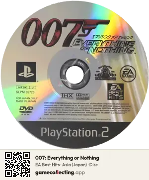 007: Everything or Nothing PlayStation 2, Asia disc