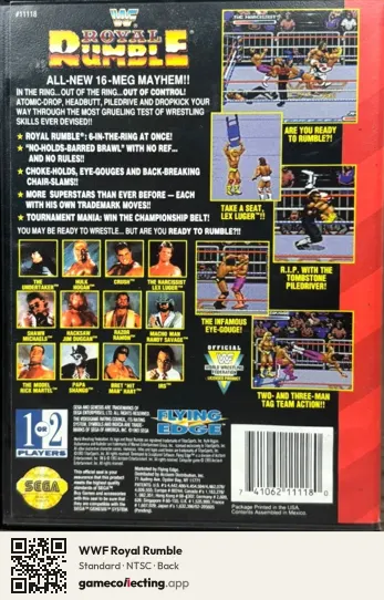 WWF Royal Rumble Sega Mega Drive / Genesis, NTSC box back