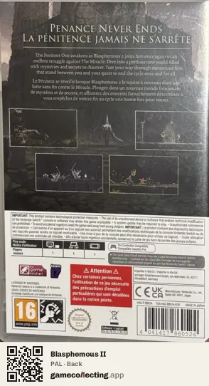 Blasphemous II Nintendo Switch, PAL box back