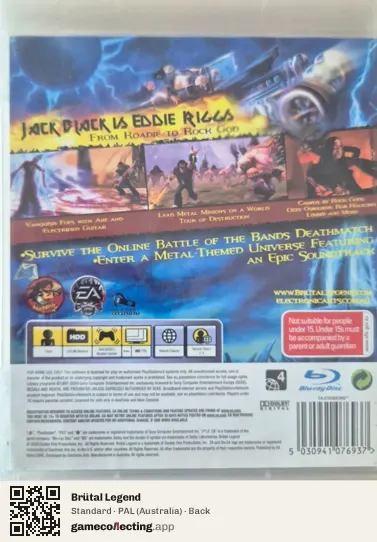 Brütal Legend PlayStation 3, Australia box back