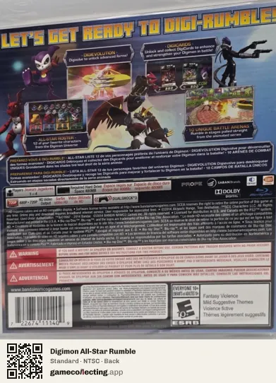 Digimon All-Star Rumble PlayStation 3, NTSC box back