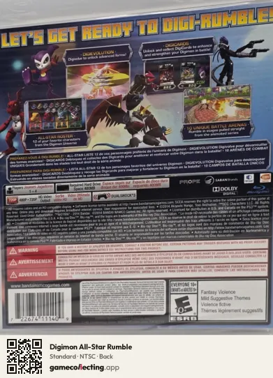 Digimon All-Star Rumble PlayStation 3, NTSC box back