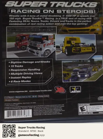Super Trucks Racing PlayStation 2, NTSC box back