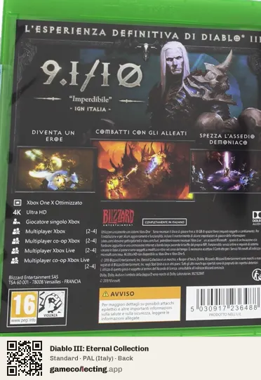 Diablo III: Eternal Collection Xbox One, Italy box back