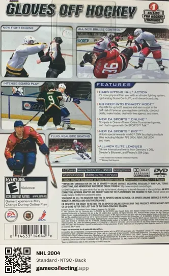 NHL 2004 PlayStation 2, NTSC box back