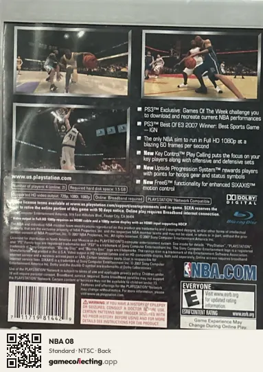 NBA 08 PlayStation 3, NTSC box back