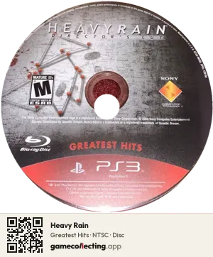 Heavy Rain PlayStation 3, NTSC disc